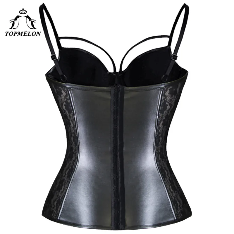 TOPMELON для похудения Body Shaper стимпанк Корректирующее белье Для женщин боди сексуальные кружевные Кожаные Цветочные использовать вечерние Клубные корсет Топы