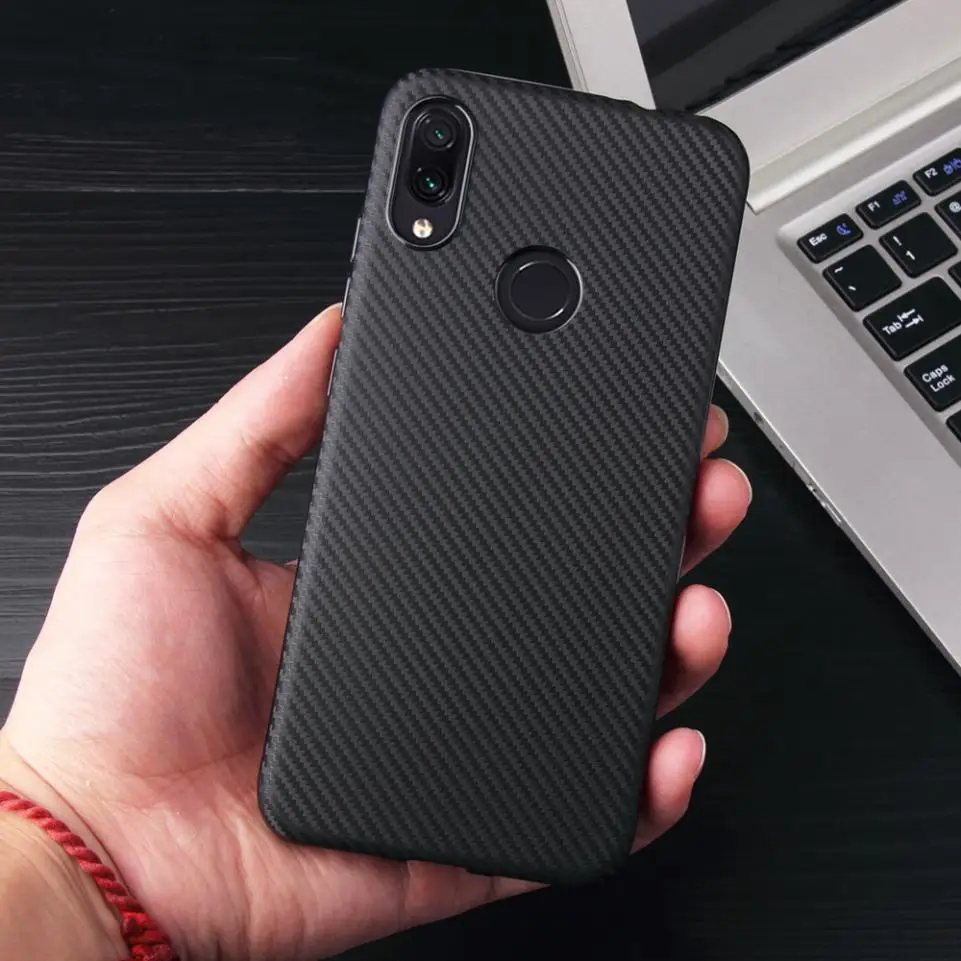 Для Xiaomi Redmi Note 7 Чехол Ультра тонкий углеродное волокно Текстура ТПУ силиконовый