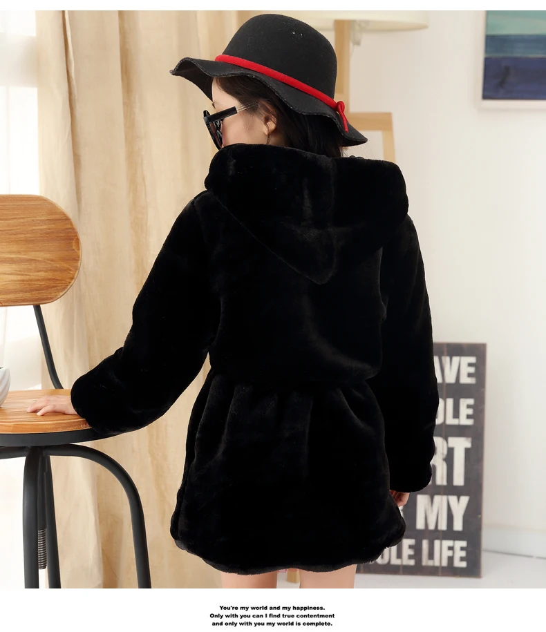 Пальто для девочек с искусственным мехом на флисе детская теплая куртка зимний