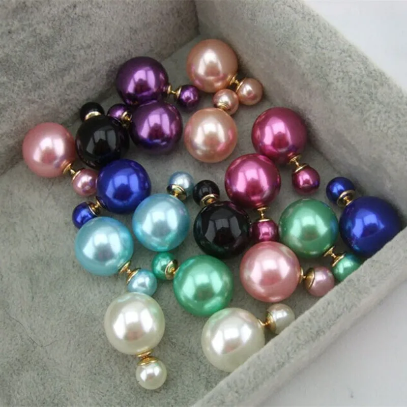 Распродажа Новые Модные посеребренные Двойные серьги с большим жемчугом оптом и