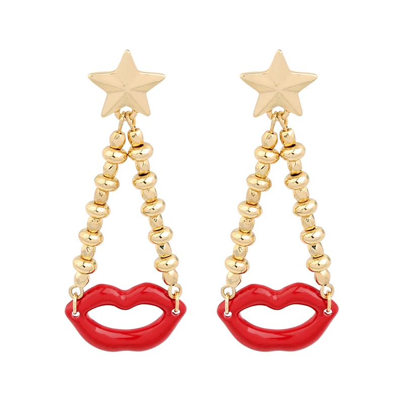 Женские серьги гвоздики с подвеской в форме рта|fashion stud earrings|stud earringsstud earrings for women |