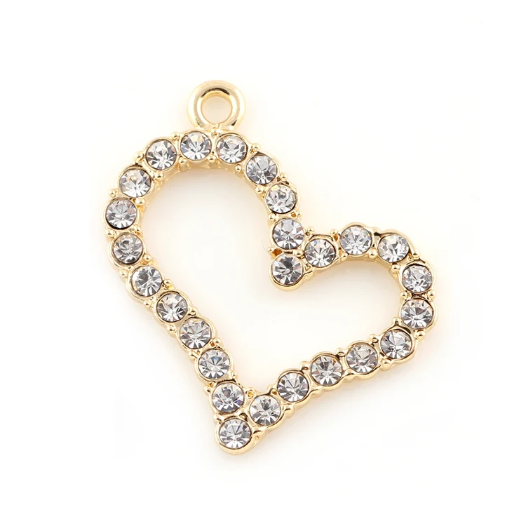 Подвеска в форме сердца из металла с кристаллами 20 шт. | Украшения и аксессуары