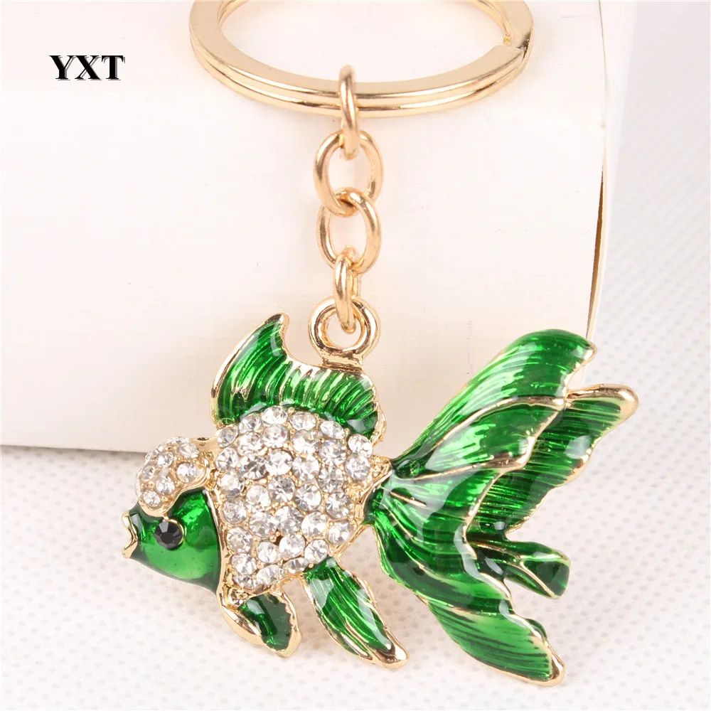 

Lovely Goldfish Fish Cute Crystal Rhinestone Charm Pendant Purse Car Key Ring Keychain Party Favorite Gift High-quality