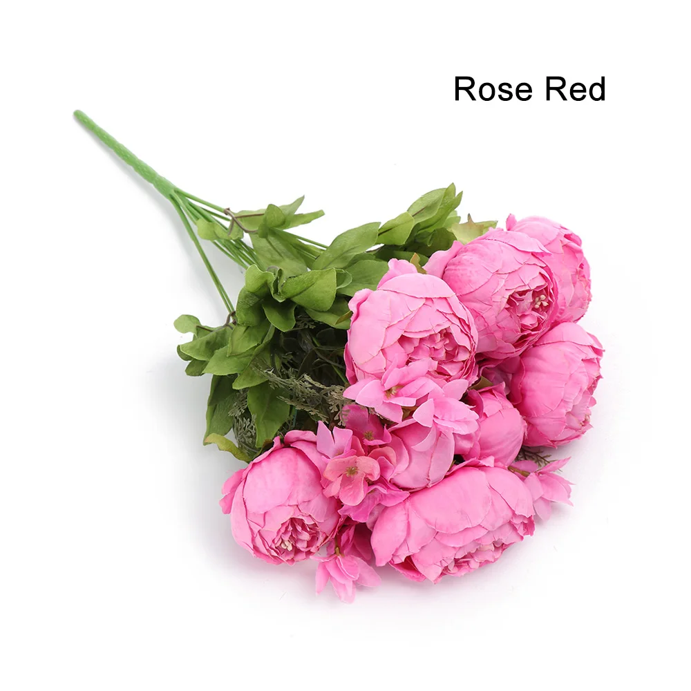 Rose 13 головок Искусственные цветы пионы из шелка искусственные цветы Пион Свадебный букет украшения для домашнего праздника День матери подарки ко дню Святого Валентина - Цвет: Rose
