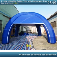 6mwx6mlx4 1mh 4 legs blue inflatable spider tent with removable door curtains inflatable dome tent party igloo event tent
