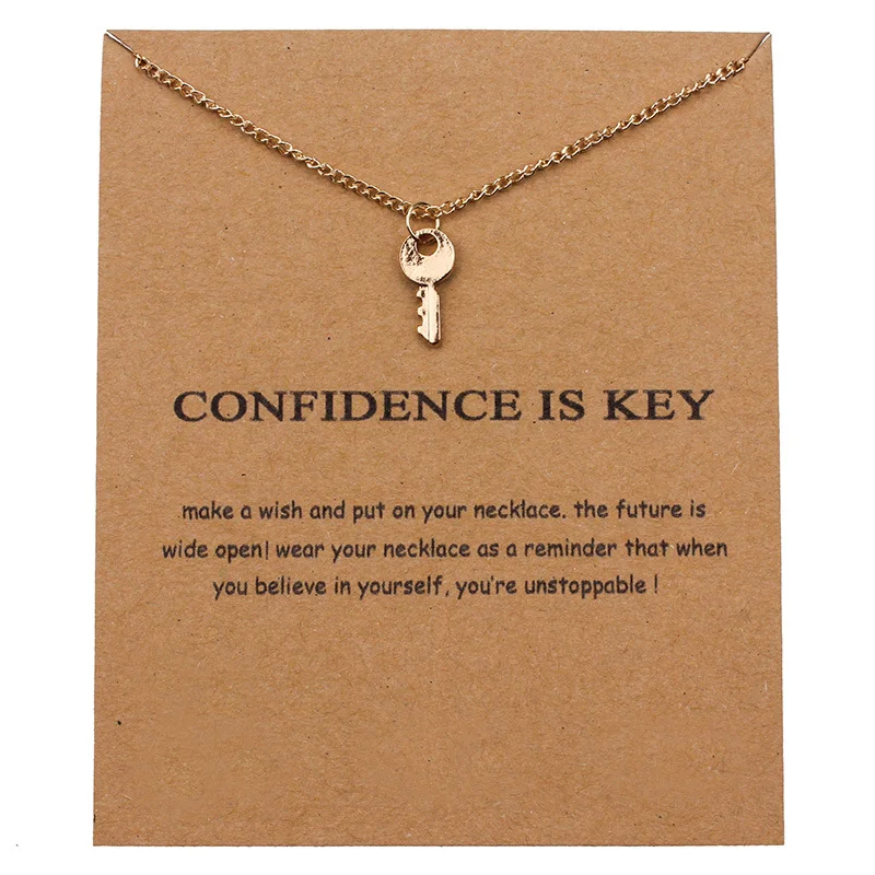 1pc Simple Key Charm Wish Card Choker Collier Necklaces Links Chains Gold Color For Women Statement Jewelry Gift EY441 | Украшения и
