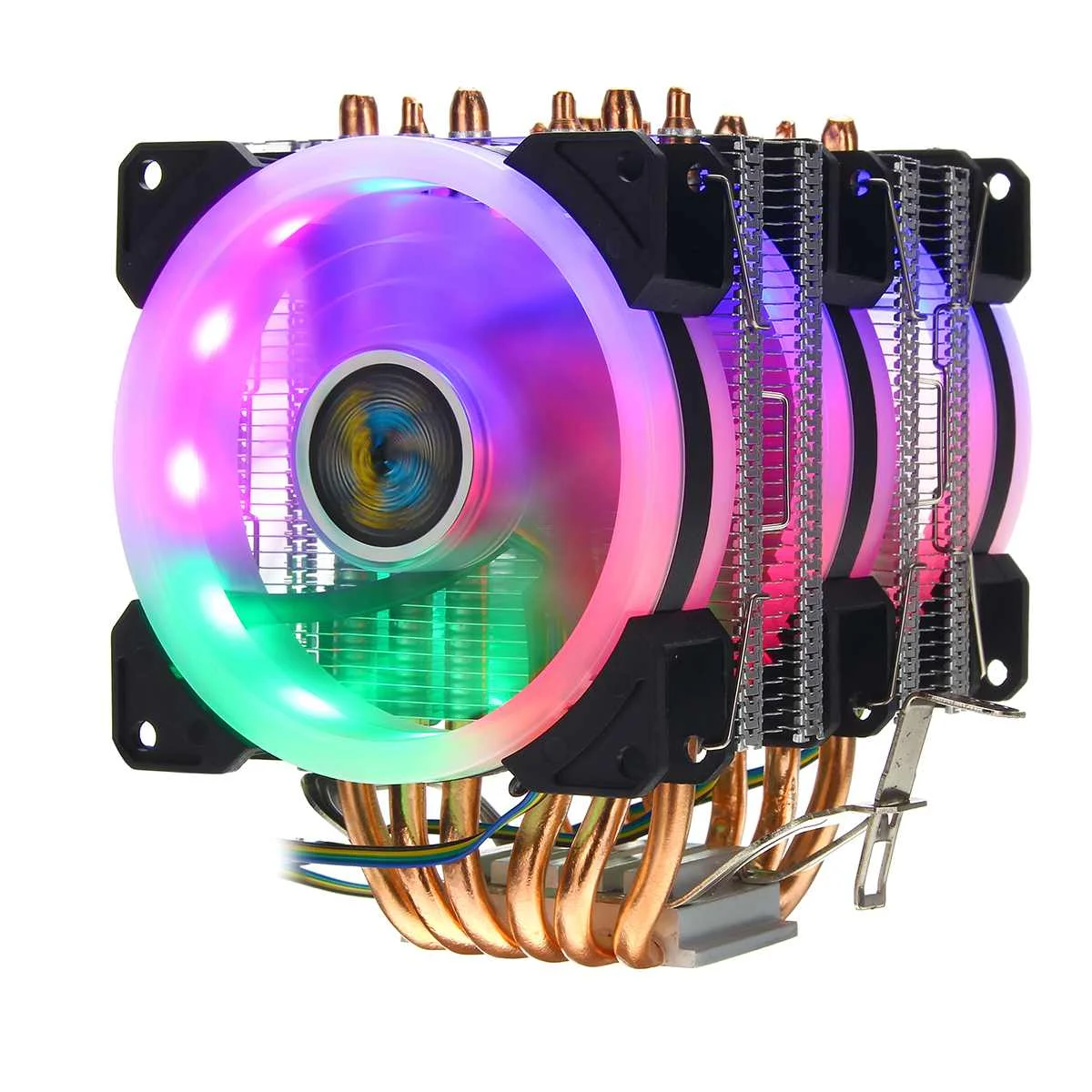 Type 6 6pipe4pin3fan Процессорный кулер вентилятор радиатора 2/4/6 медные тепловые трубки 3/4Pin RGB Вентилятор Кулер для Intel 775/1150/1151/1155/1156/1366 и AMD все платформы - Цвет лезвия: Type 6 6pipe4pin3fan