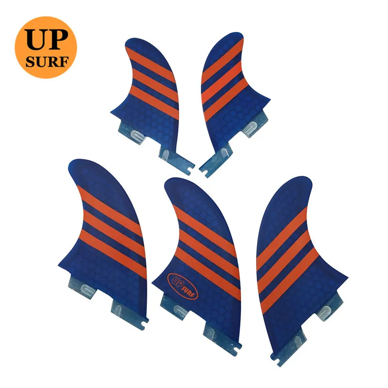 Плавники для серфинга FCS2 Tri Quad Quilhas G5 + GL синего/оранжевого цвета 5 в наборе FCSII Fins|surf