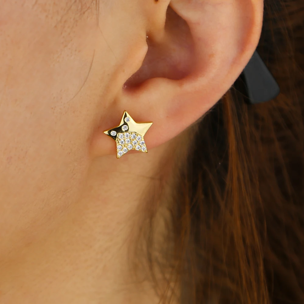 Простые милые пятиконечные серьги гвоздики stat для молодых девушек женские