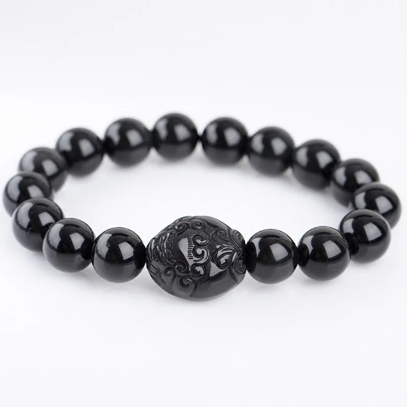 Натуральные камни обсидиановый ювелирный браслет с бусинами 3 цветов