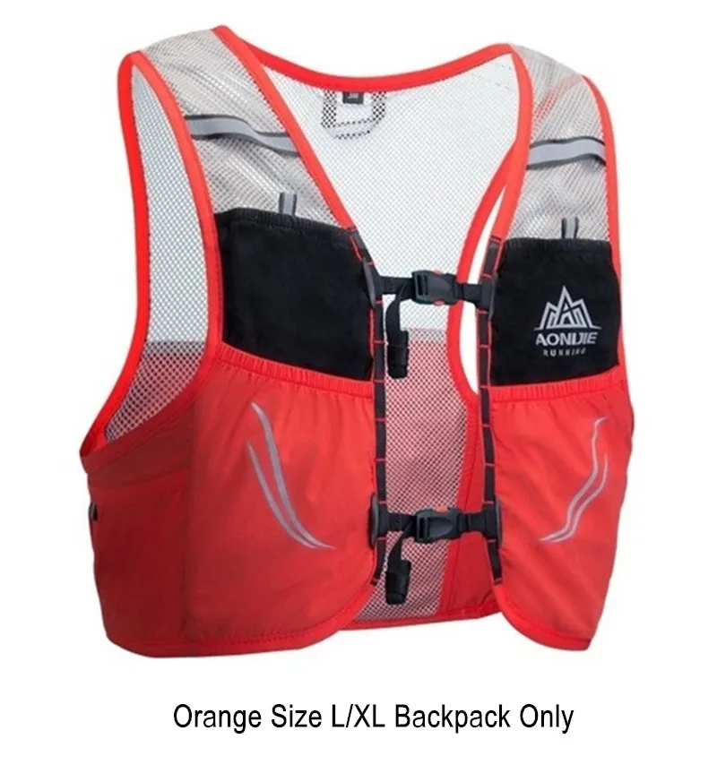 Orange Vest LXL AONIJIE 2.5L Trail Бег Жилет рюкзак легкий дышащий Велоспорт марафон Сверхлегкий пеший Туризм Спортивная сумка 500 мл мягкие колбы лабораторные - Цвет: Orange Vest LXL