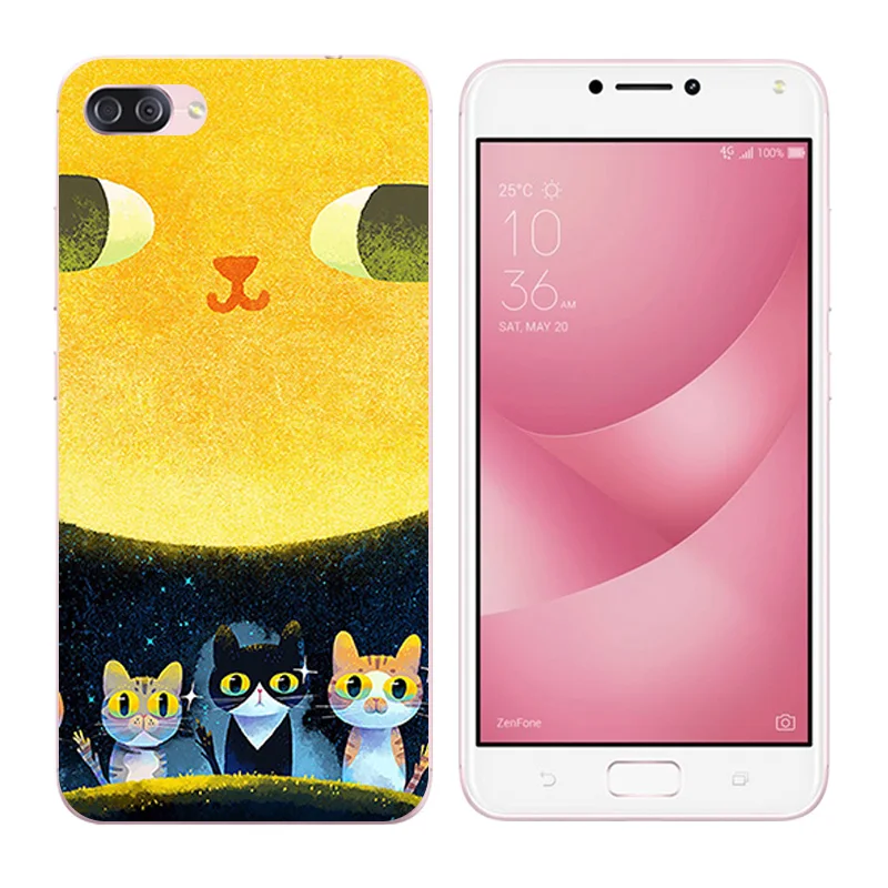 Silicone Cases For Asus Zenfone 4 Max ZC520KL 5.2&quot DIY Soft TPU Back Cover Girl Cat Printing |