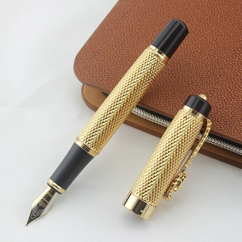 

Advanced Jinhao все цвета Роскошный Дракон яркие золотые квадраты баррель Бизнес Офис авторучка перо с широким основанием новая чернильная ручка ...