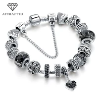 attractto black charm bracelets bangles beads bracelets for women fashion jewelry original pulsera bracelet sbr160293