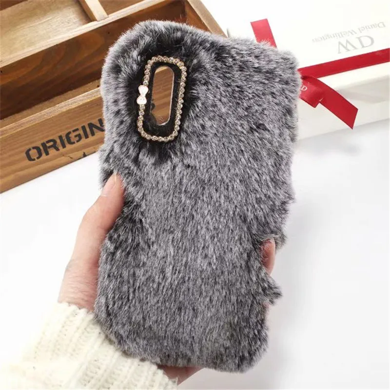 Rabbit fur hair Case For Huawei y9 2018 Y5 Y6 Prime Y7 pro 2019 V30 V20 V10 Honor 6c 20 9X 8X 7X 8A 6X 5a Cony Bunny Cover |