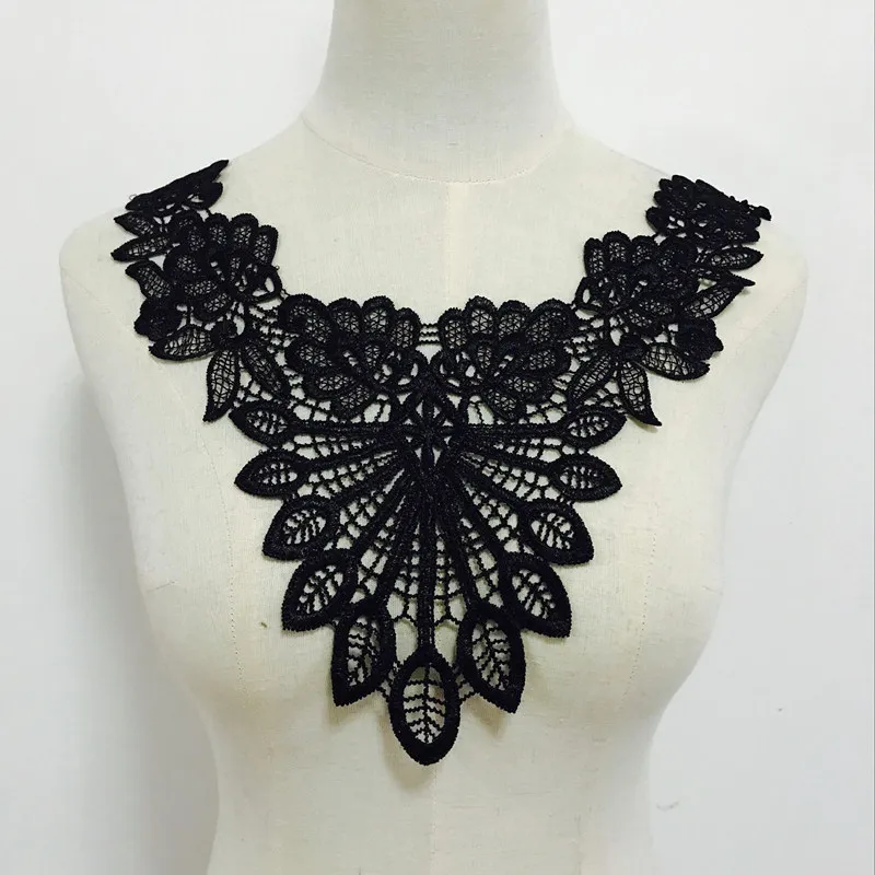 1 шт. кружевной воротник с черным красивым цветком и сердцем декоративная