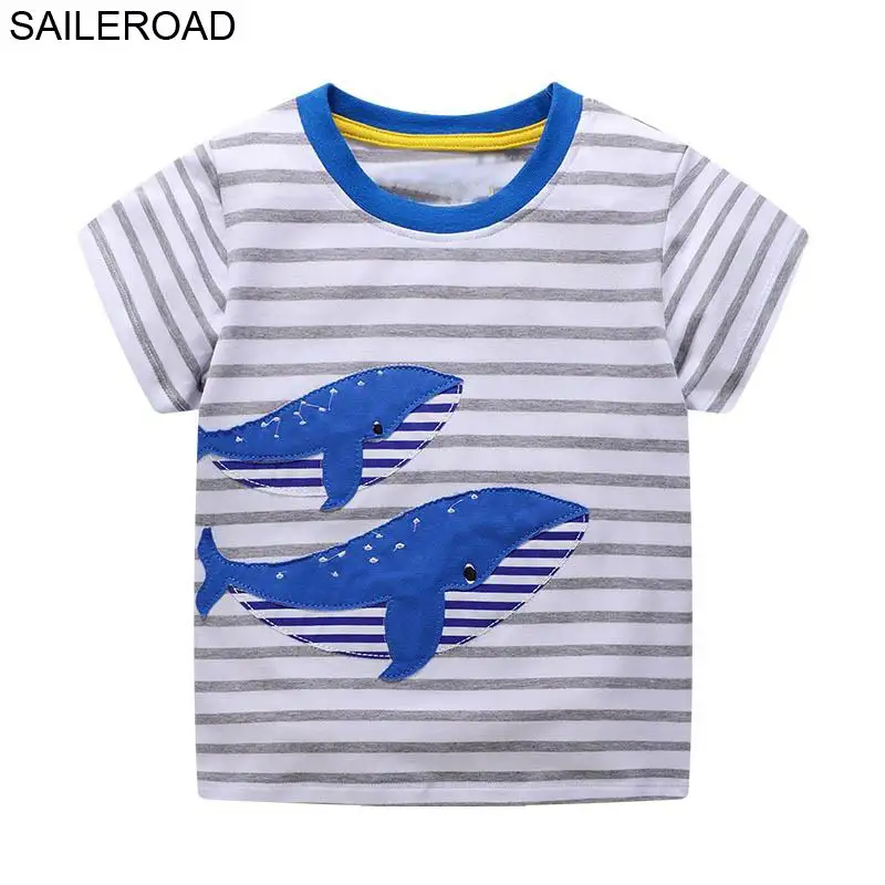 6146 same picture SAILEROAD 2-7Years Мультфильм Китовый Принт Дети Мальчики Футболка С Коротким Рукавом Для Летнего Младенца Дети Мальчики Топы Тис Одежда - Цвет: 6146 same picture