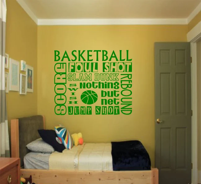 Настенная Наклейка YOYOYU для баскетбола, домашний декор, спорт, дети, мужчины, мальчики, домашнее украшение, виниловый художественный Съемный Плакат, настенная роспись J044