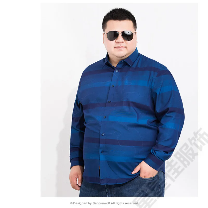 Рубашка мужская в полоску с длинным рукавом 8XL/6XL/5X | Мужская одежда