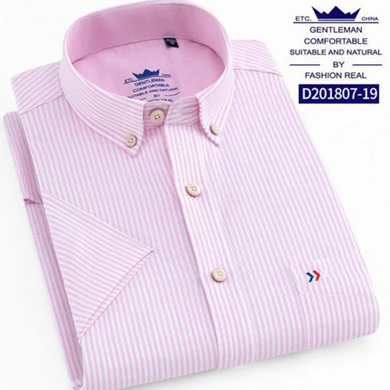 Мужские рубашки с коротким рукавом на лето и весну Camisa отложным воротником из