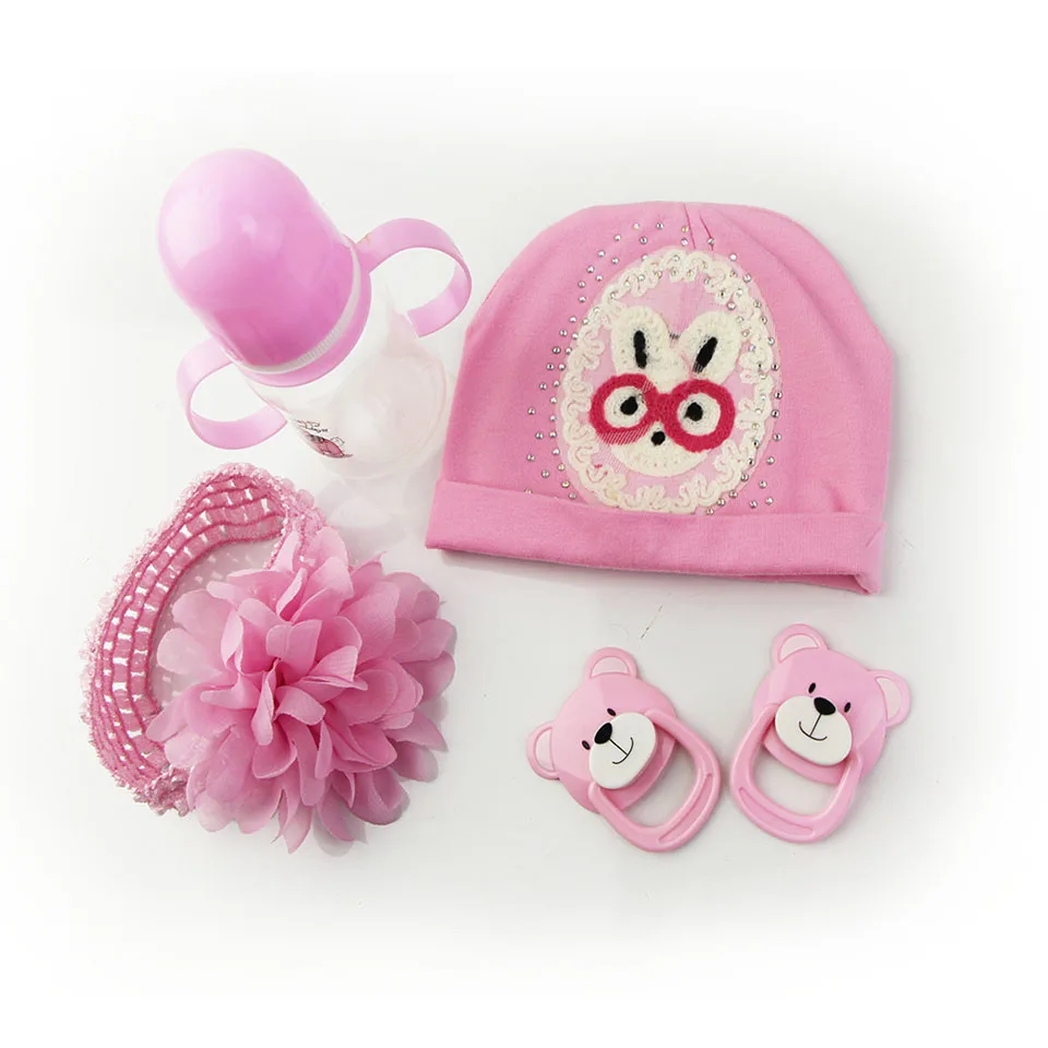 Оптовая продажа 22 23 в Reborn Baby Doll бутылка соска шляпа 3 5 psc кукольные аксессуары