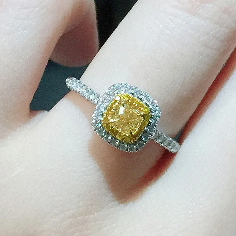 18K 750Au желтое золото Moissanite бриллиантовое кольцо DF цветное лабораторное алмазное