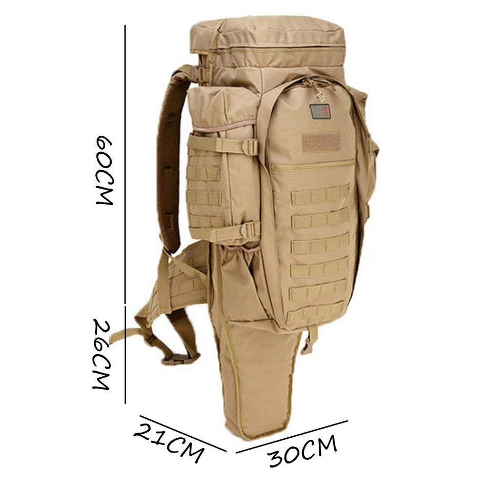 65L Large Capacity Waterproof Tactical Military Backpack Sturdy Nylon Durable Gun Rucksack for Travel Hiking Camping Hunting