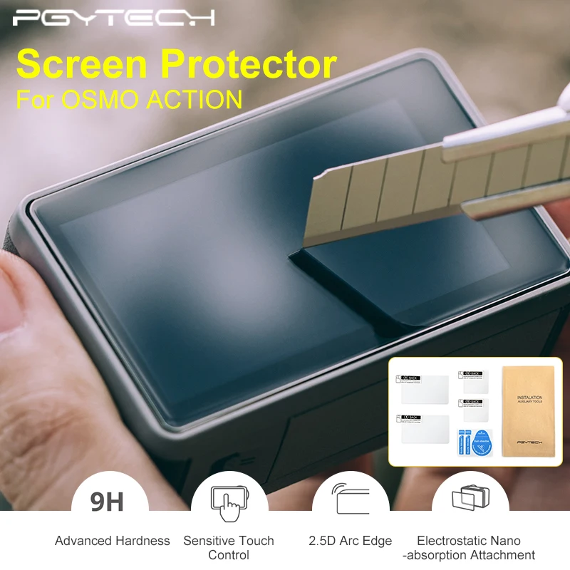 Защитная пленка для экшн камеры PGYTECH Osmo закаленное стекло HD устойчивое к