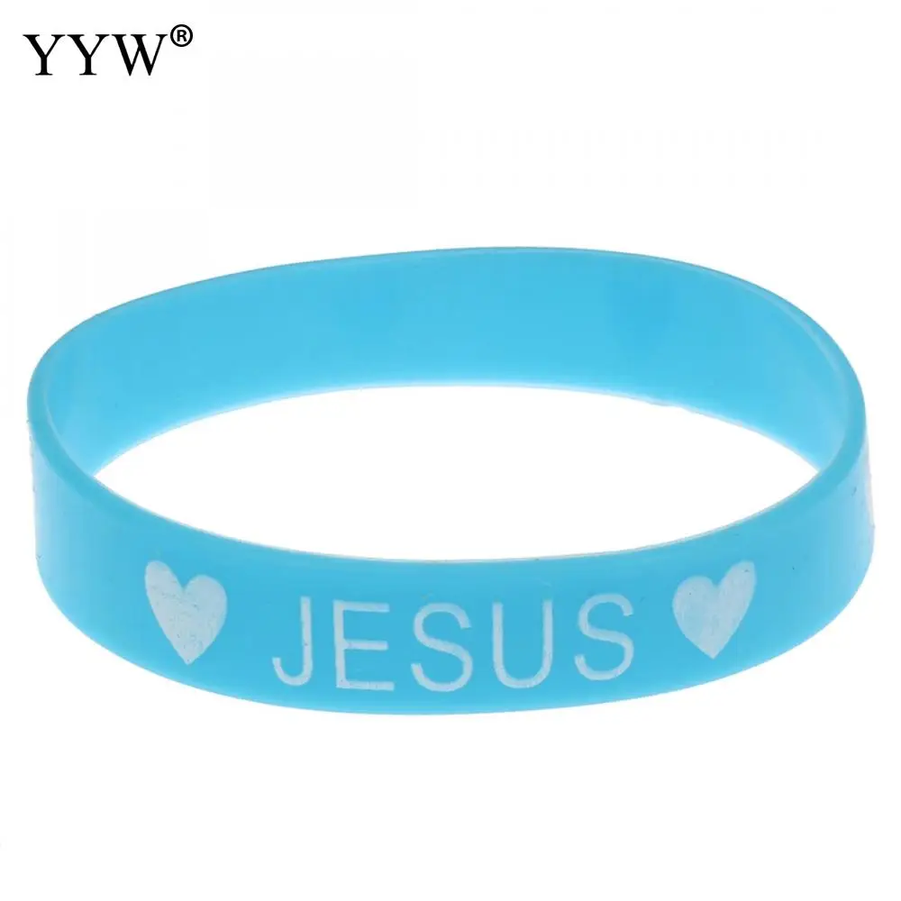 Силиконовый браслет для печати Love Heart Jesus 10 шт. разноцветные кремниевые браслеты