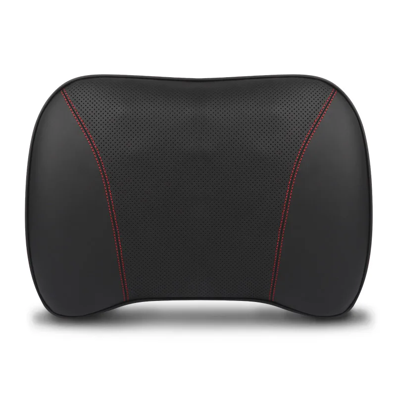 Black Lumbar Support Подушка для автомобильных путешествий из натуральной кожи с эффектом памяти, подушка для шеи, облегчающая усталость, автомобильный подголовник, поясничное сиденье, офисное, домашнее кресло - Цвет: Black Lumbar Support