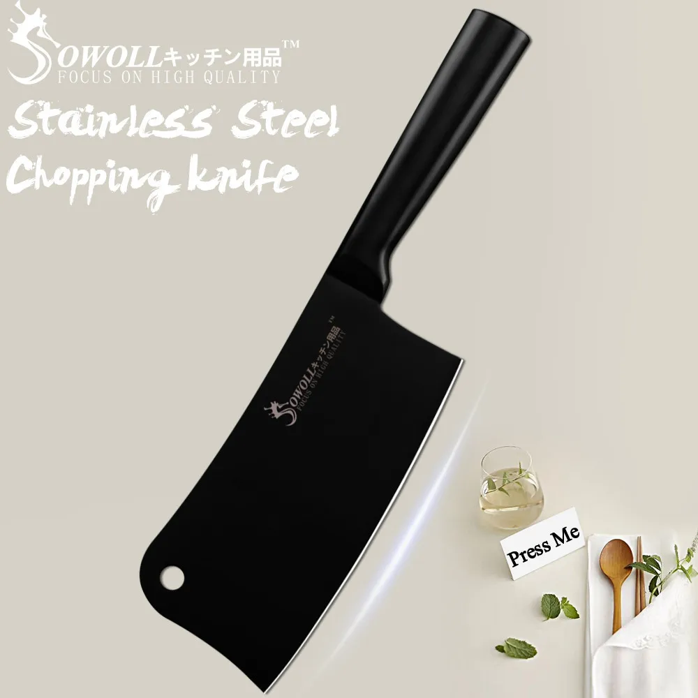 D.6.5 chopping knife SOWOLL набор кухонных ножей из нержавеющей стали Кливер Nakiri Мясник Универсальный японский нож повара инструменты полой ручкой из углеродистой стали - Цвет: D.6.5 chopping knife