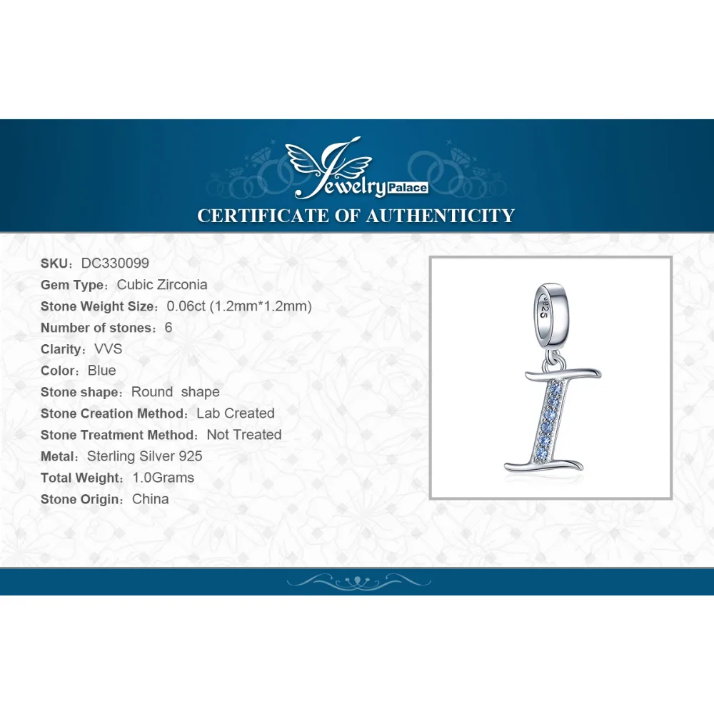JewelryPalace Золотой Желтый кубический цирконий письмо я Серьги Подвески-шармы