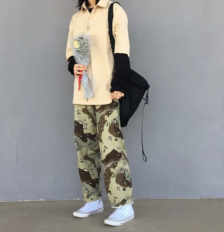 2019 весна и осень новые японские Harajuku ветрозащитные комбинезоны камуфляжные