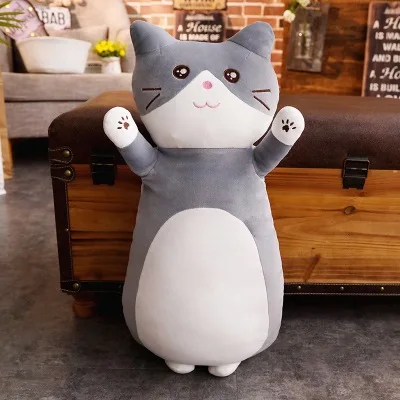 Round eyes cat IJANCNEKF Новая мягкая Милая подушка для кошки, растягивающаяся бархатная игрушка, подушка,, детская мягкая кукла, праздничный подарок, подушка для кровати - Цвет: Round eyes cat