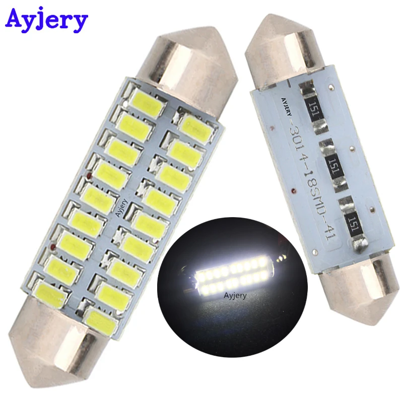 AYJERY 100 шт. 12 Светодиодный C5W LED 31 мм/36 мм/39 мм/41 мм белый 3014 18 SMD гирлянда
