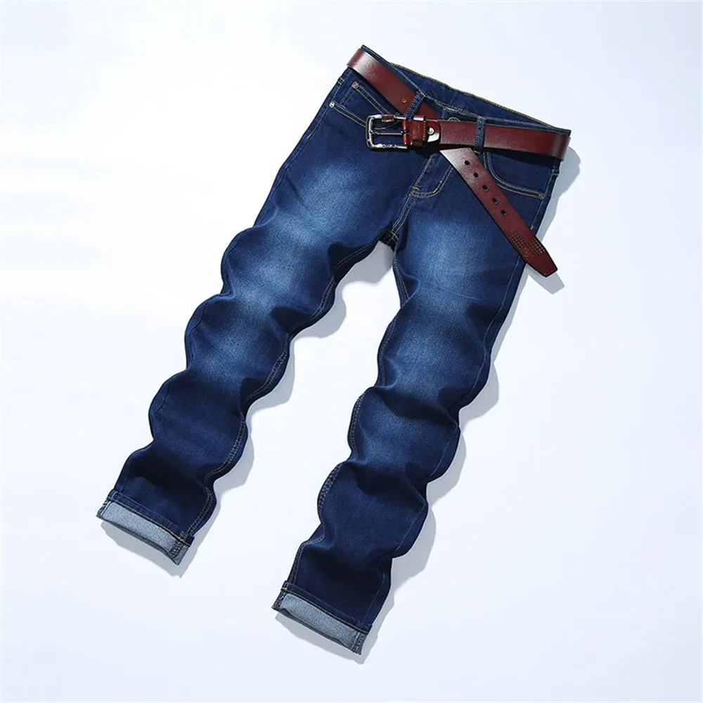 

Men's Slim Fit Jeans Casual Straight Stretch Cotton Pants Mid Waist Skinny Pencil Jeans Blue for Men 8012 Size 27-36