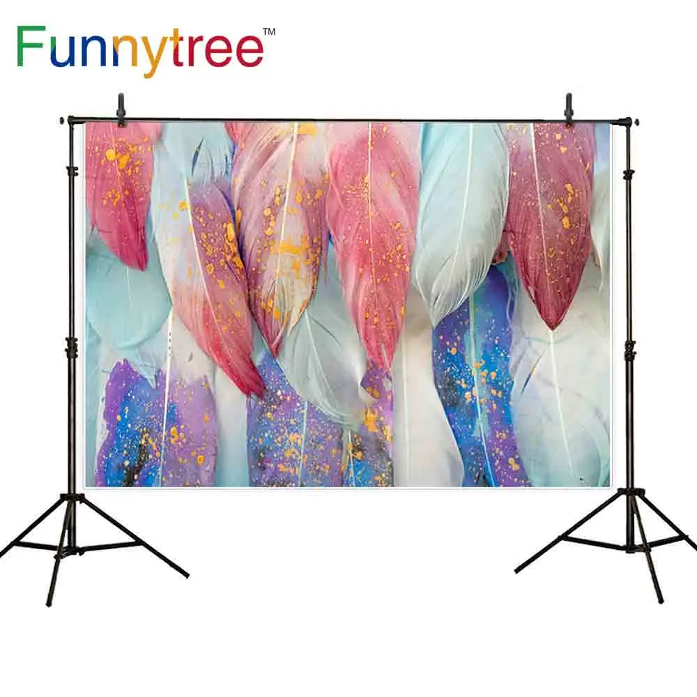 

Funnytree фон для фотостудии красочный Фламинго перо украшение тропическая фотография Фон фотобудка для фотосессии