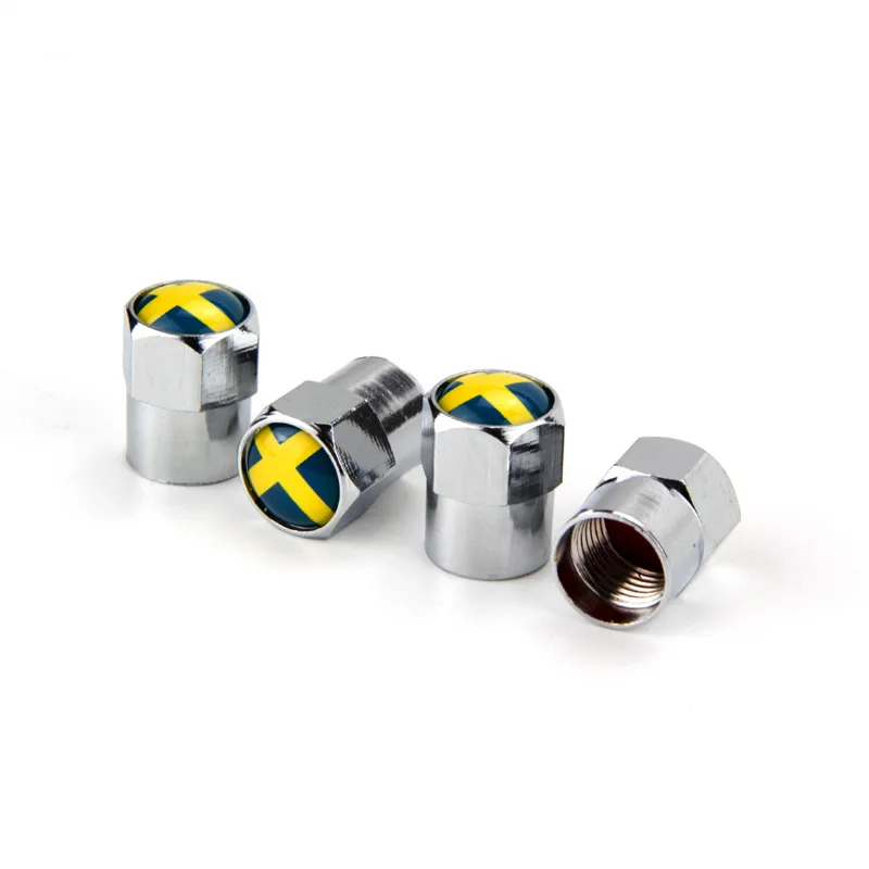 Стайлинга автомобилей Швеция флаг Эмблема колеса автомобиля Шины Клапан Кепки