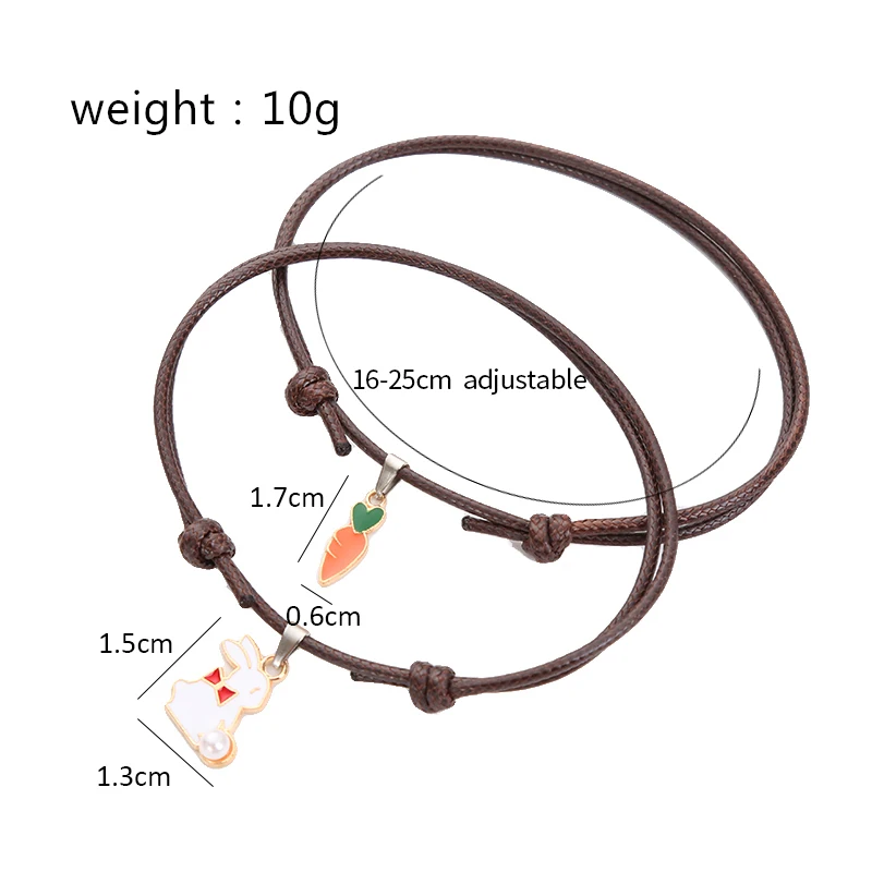 JIAKOU Rabbit Carrot Couple Bracelets For Lovers Rope Chain Hand Bracelet Women And Men Trendy Jewellry 2020 JKB058 | Украшения и