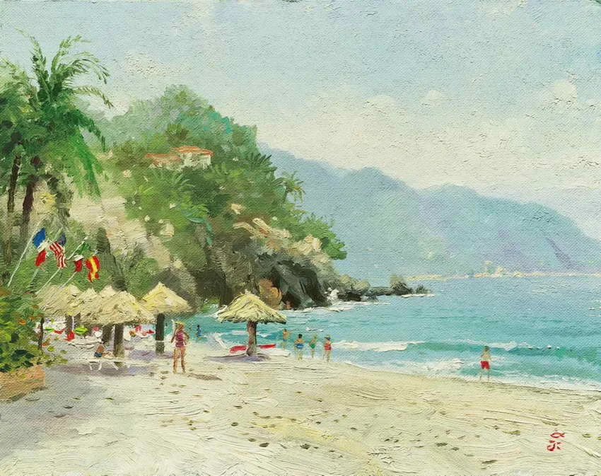

Puerto Vallarta Beach Thomas Kinkade HD Canvas Print Living Room Bedroom Wall Pictures Art Painting Home Decoration No Frame