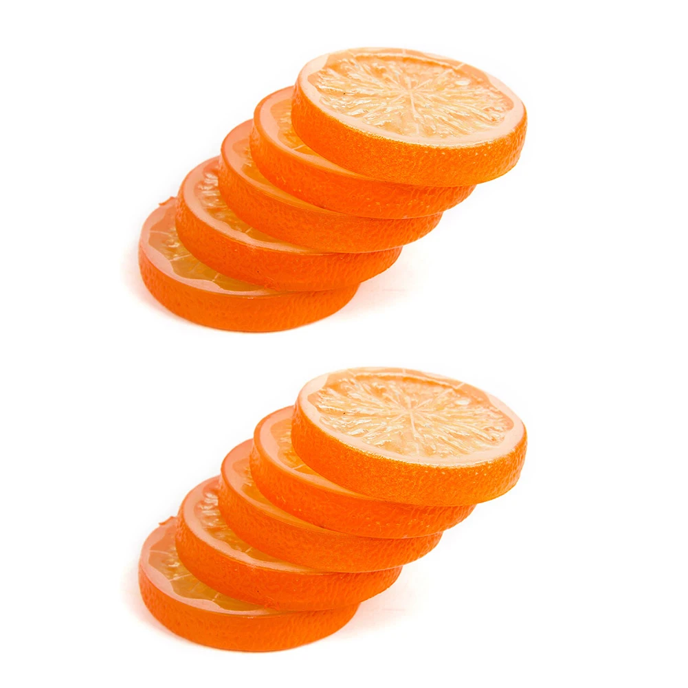 orange 10 шт. 5 см смолы поддельные искусственные фрукты мини искусственный Моделирование лимон модель срезов вечерние кухня свадебные украшения - Цвет: orange