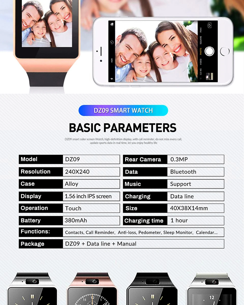 Умные часы OUTMIX DZ09 электронные мужские часы для Apple iPhone samsung Android мобильный телефон Bluetooth SIM tf-карта камера