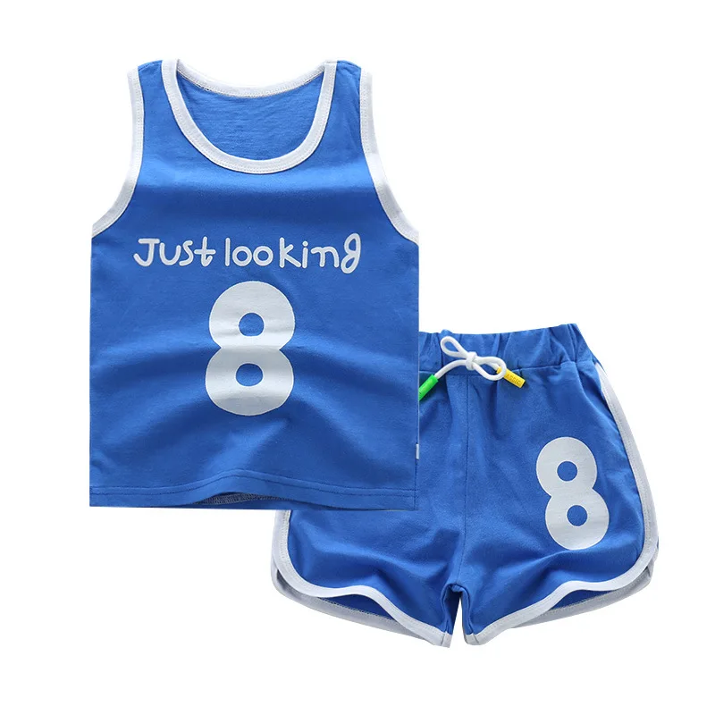 Children Clothing Baby Girl Boy Clothes Summer Vest Sports Tees Tops 2 Pcs 2-6 Years Kids Sets 2019 | Детская одежда и обувь