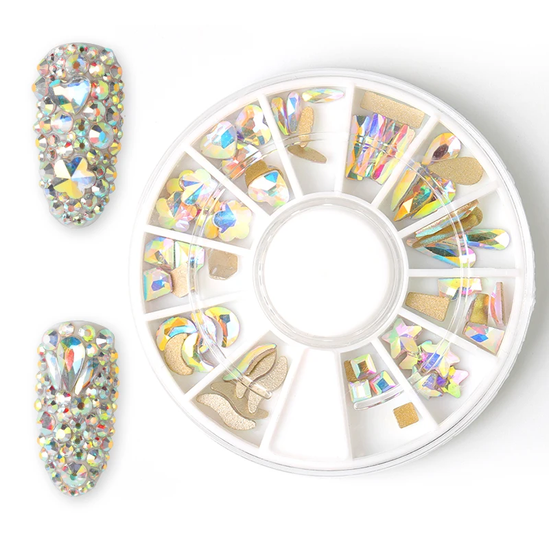 1 колесо кристалл AB драгоценные камни для ногтей Стразы дизайна стекло геометрия