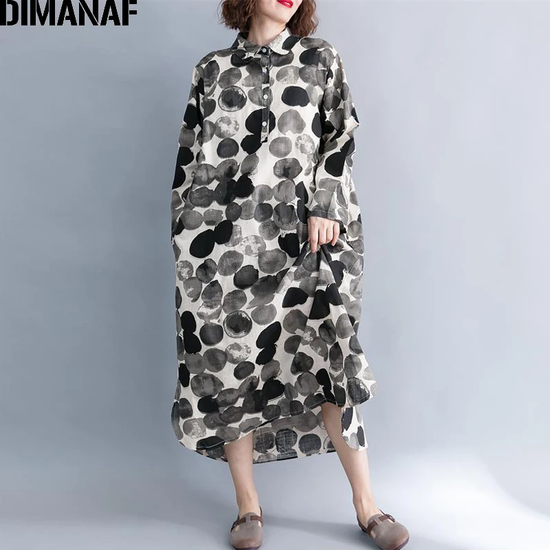 Dimanaf Женский Длинные платья Плюс Размеры Элегантные Дамы Винтаж Лен Vestidos Женская