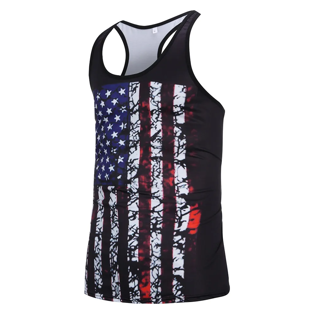 Для мужчин с рисунком флага Спортивный жилет одежда в полоску без рукавов
