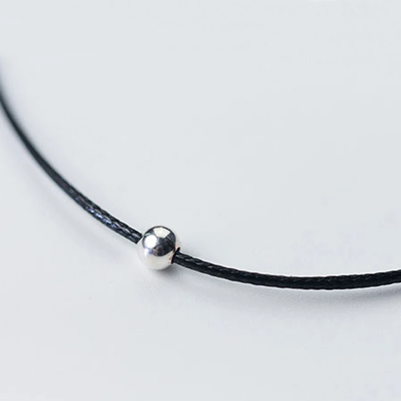 Женское колье чокер из искусственной кожи простое черное стерлингового серебра
