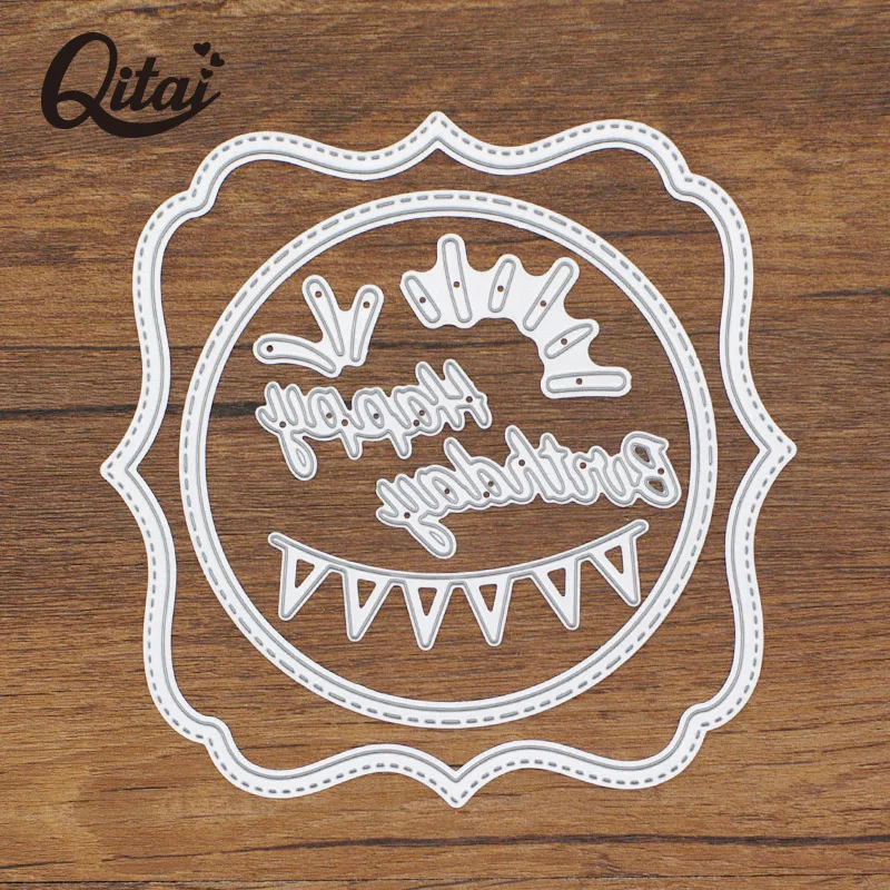 QITAI 7 шт./упак. металлические Вырубные штампы в коробке буквы с небольшим флагом