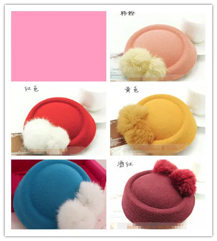 Мода для девочек barrettes высокое качество пушистый шар шерстяная пилотка