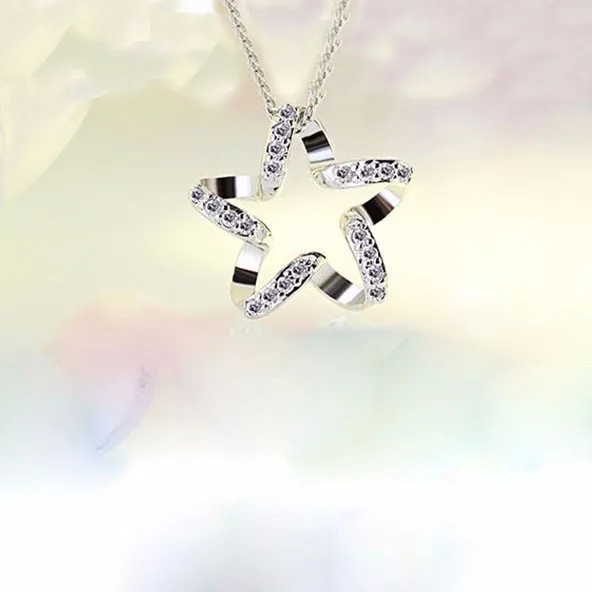 Стерлинговое Серебро 925 пробы блестящее ожерелье со подвеской из звезд ювелирные
